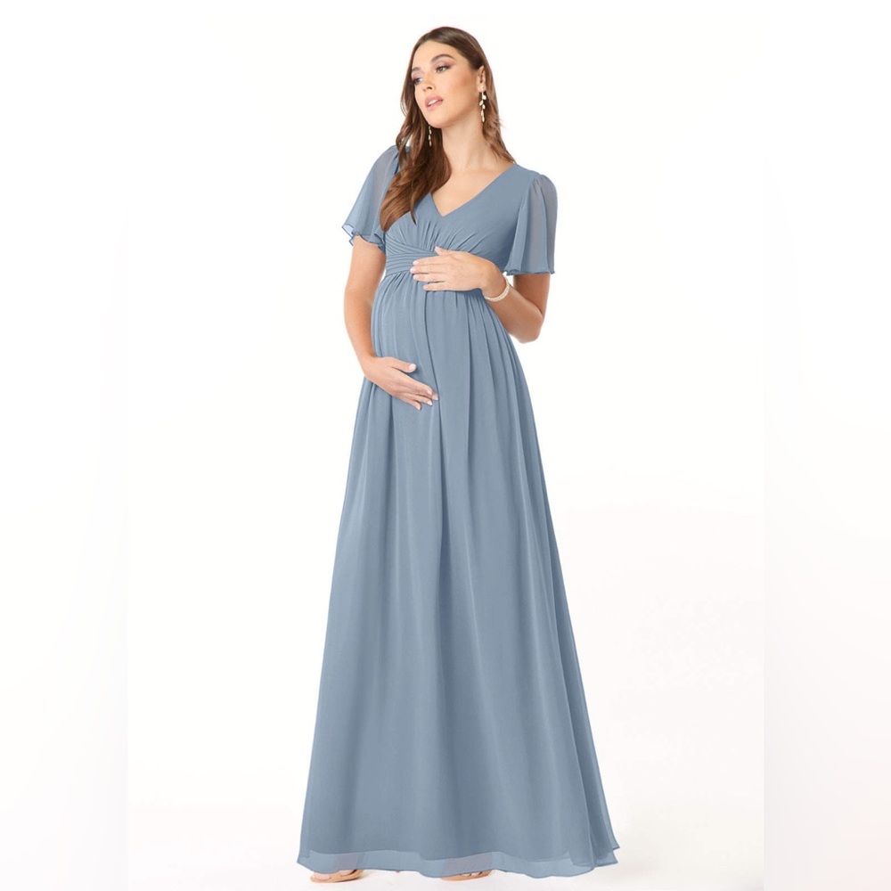 Azazie Maternity Dusty Blue Bridesmaid Dress